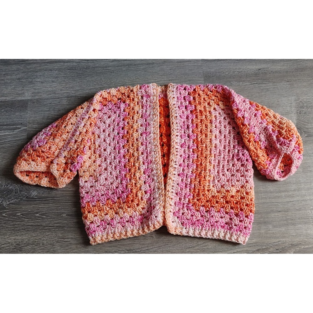 Handmade Crochet Hexagon Cardigan Free Size Sweater Boho Charming Sleeves Top